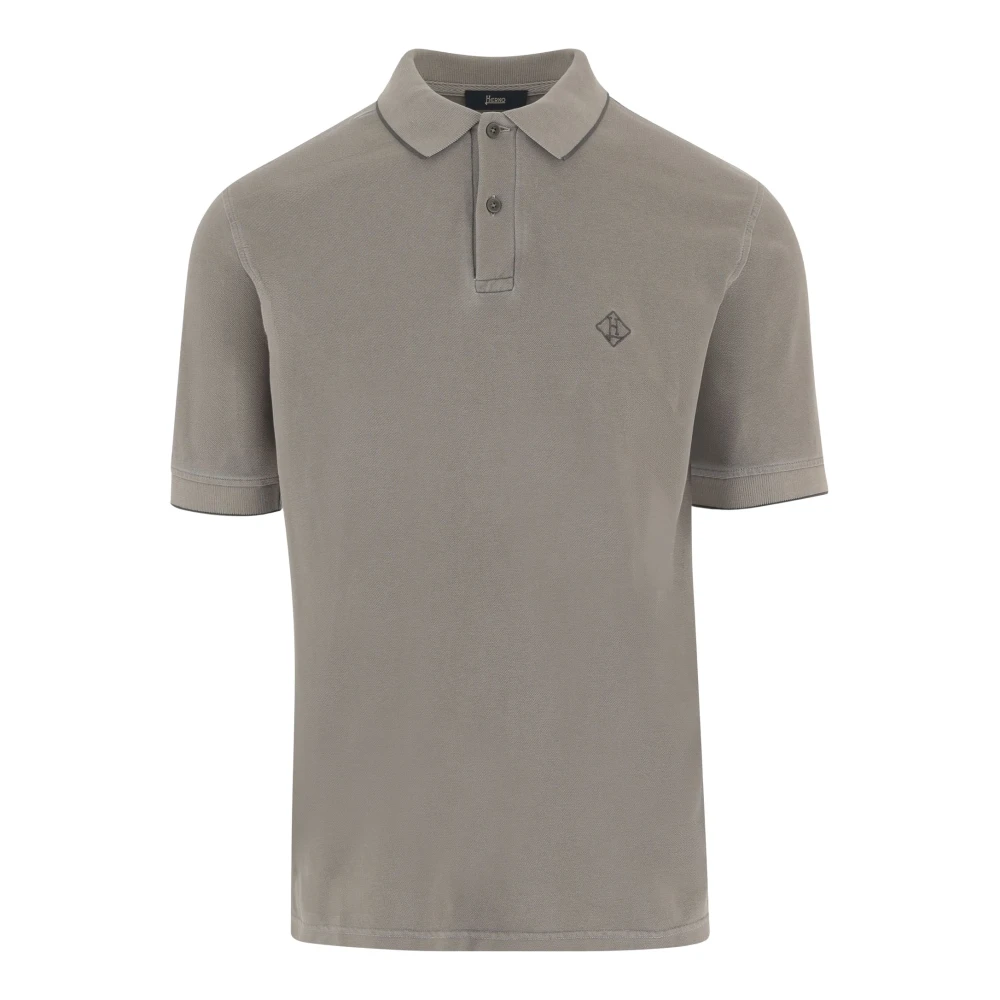 Herno Mannelijk Grijs Polo Shirt Van Katoen Met Logo