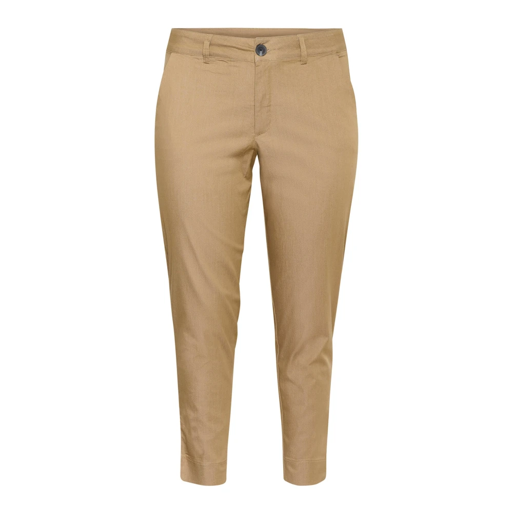 Kaffe Curve Women's Beige Chinos, 3XL, Cropped Chino Trousers Petrified Oak