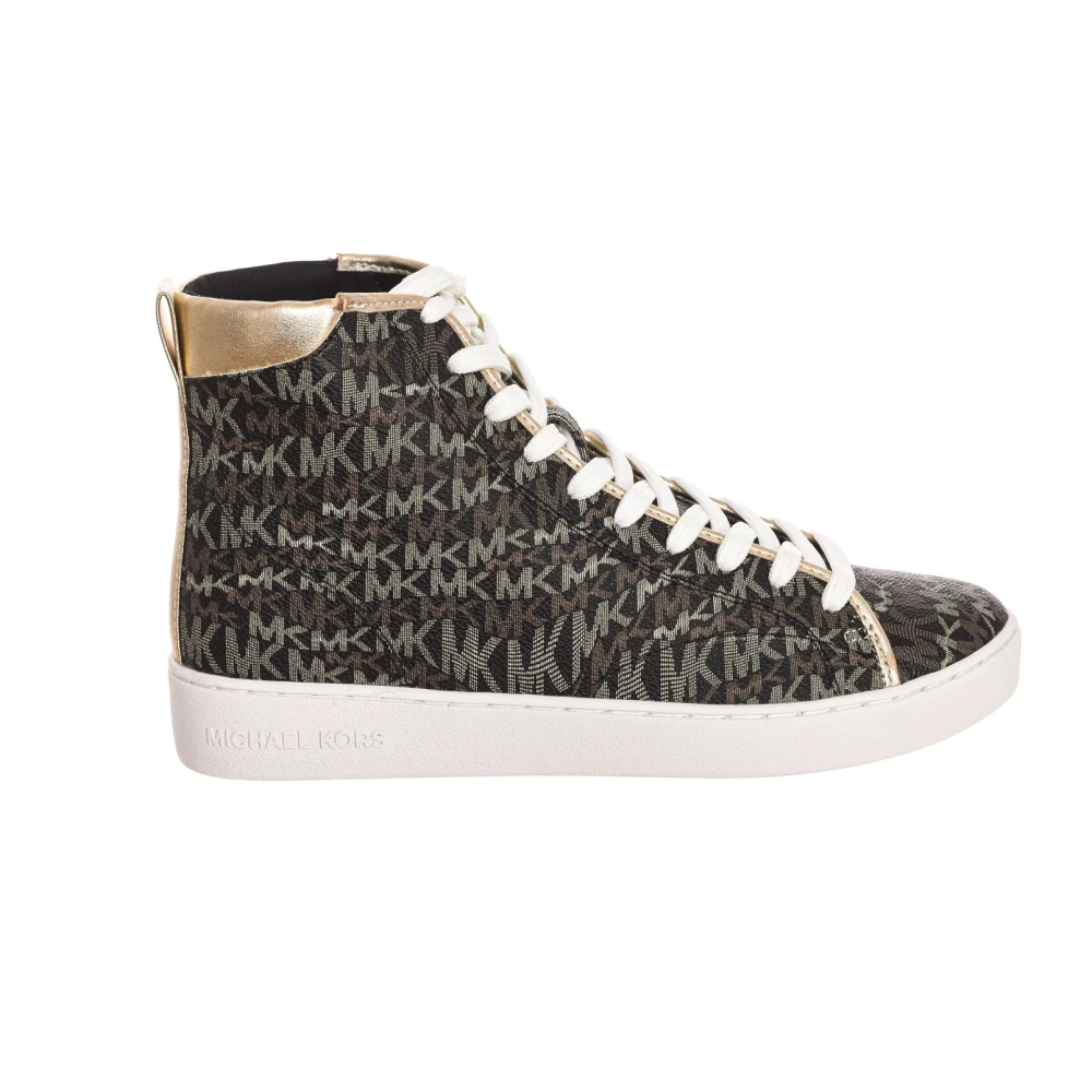 Michael Kors High-top Sneakers met Merkprint Dames Schoenen Bruin