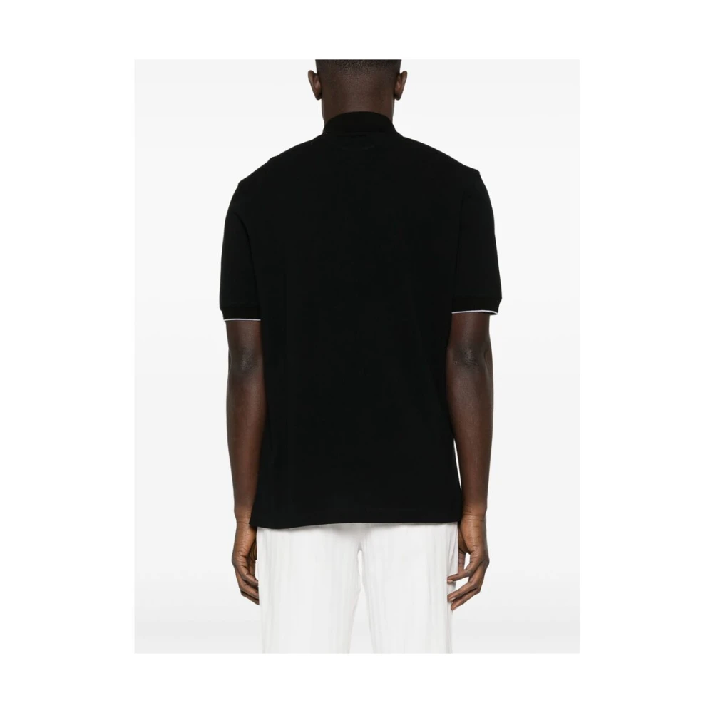 BRUNELLO CUCINELLI Zwarte Polo Sweater met Grafische Print Black Heren