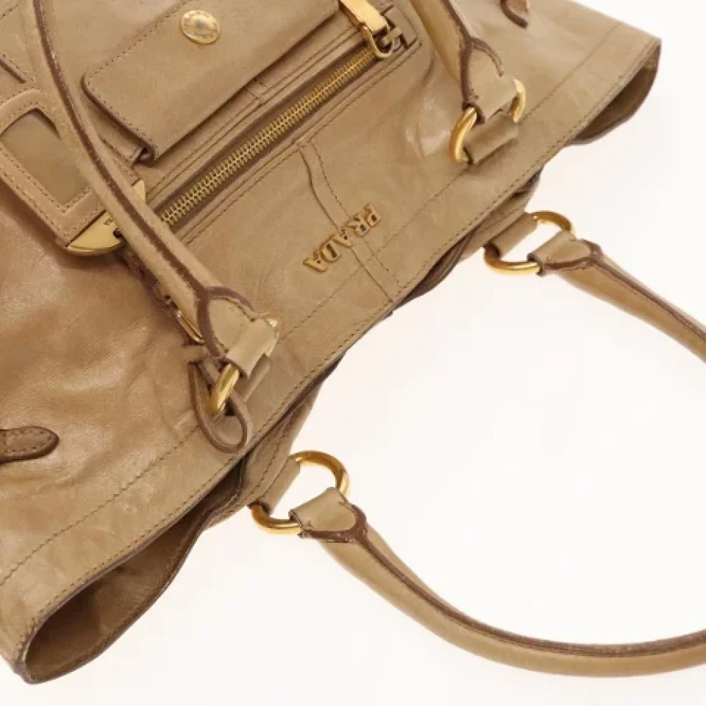 Prada Vintage Pre-owned Leather prada-bags Beige Dames