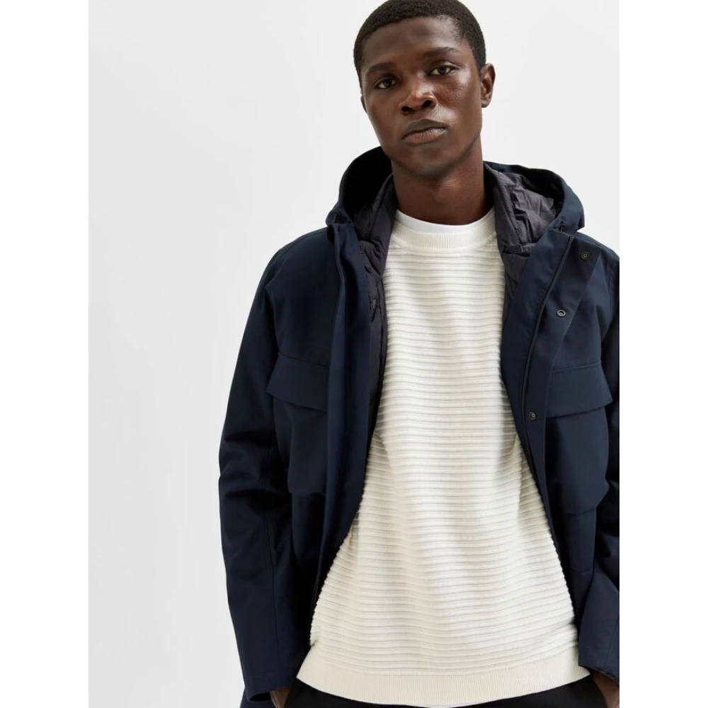 Selected Homme Masei geribbelde gebreide pullover White Heren