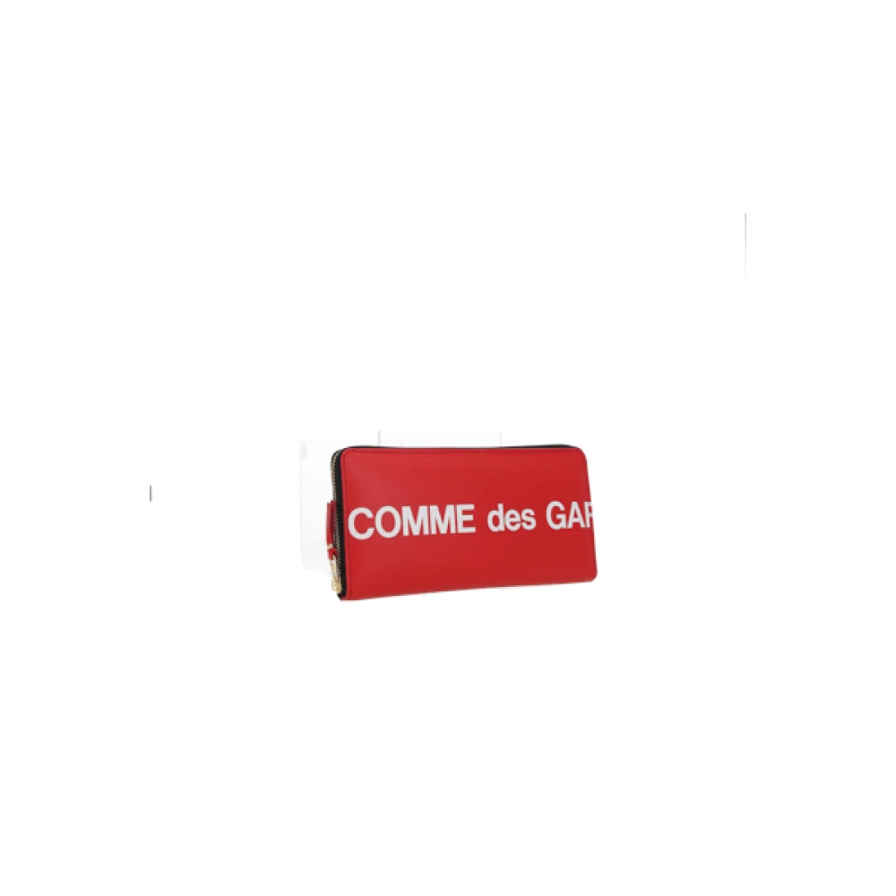 Comme des Garçons Rode Leren Portemonnee met Logo Print Red Heren