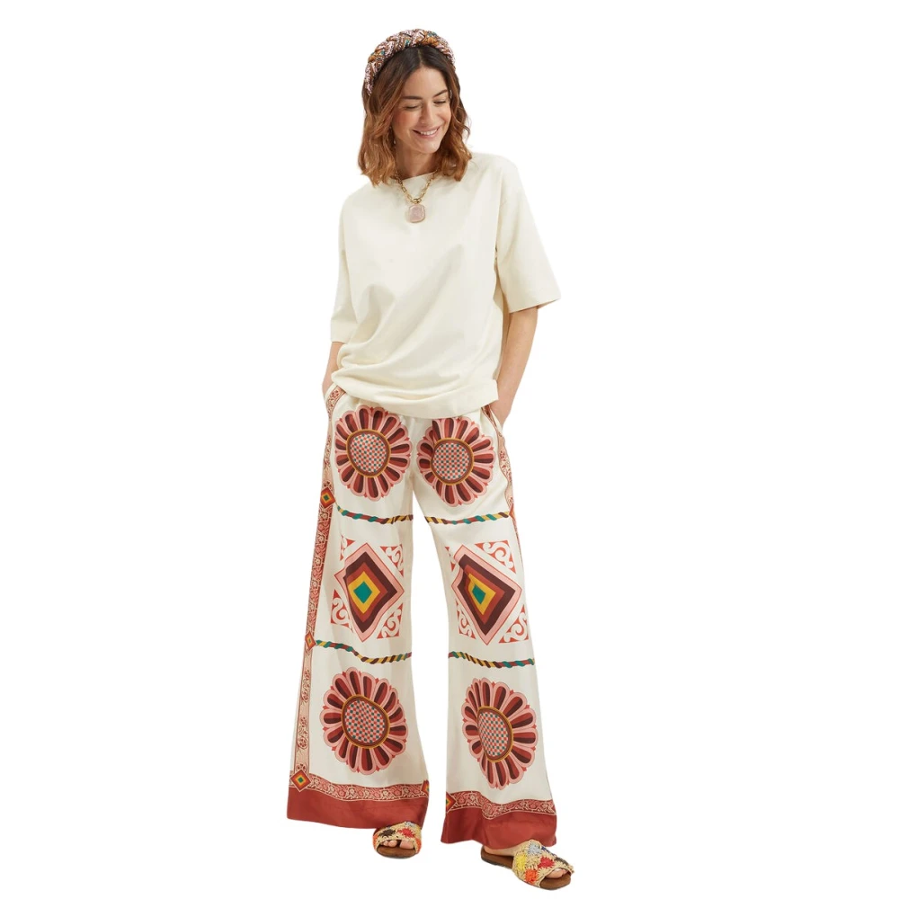 La Doublej Donna Multicolor - Pantaloni Palazzo Floreali - Trousers - E - Xs