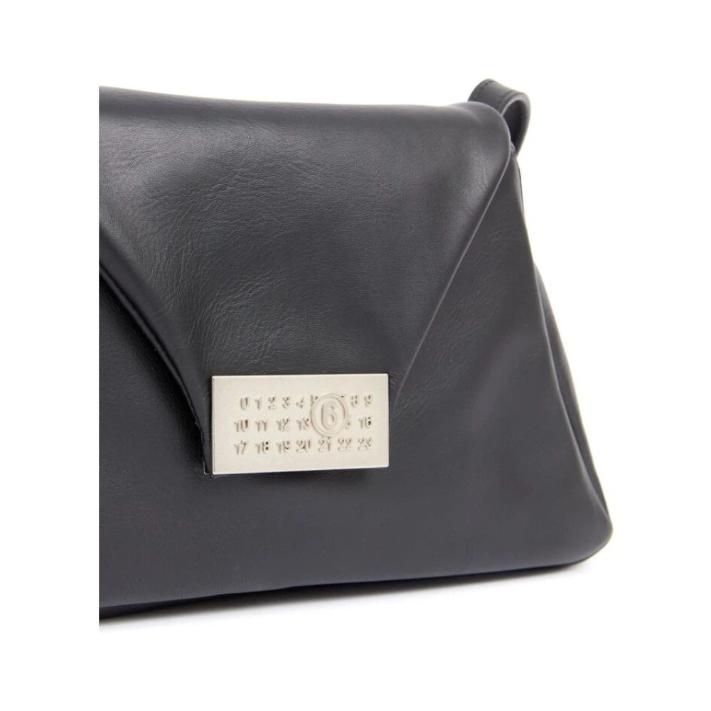 MM6 Maison Margiela Charcoal Grey Lederen Foldover Schoudertas Gray Dames