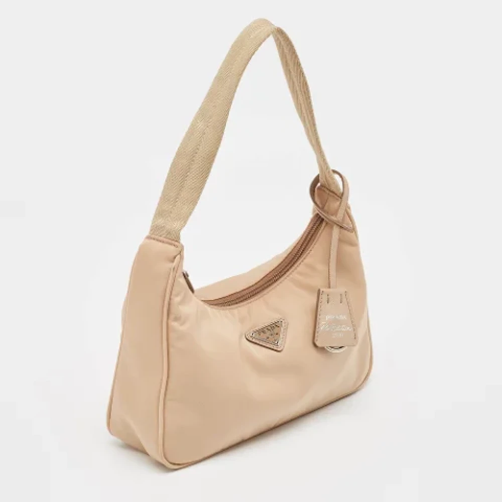 Prada Vintage Pre-owned Nylon prada-bags Beige Dames