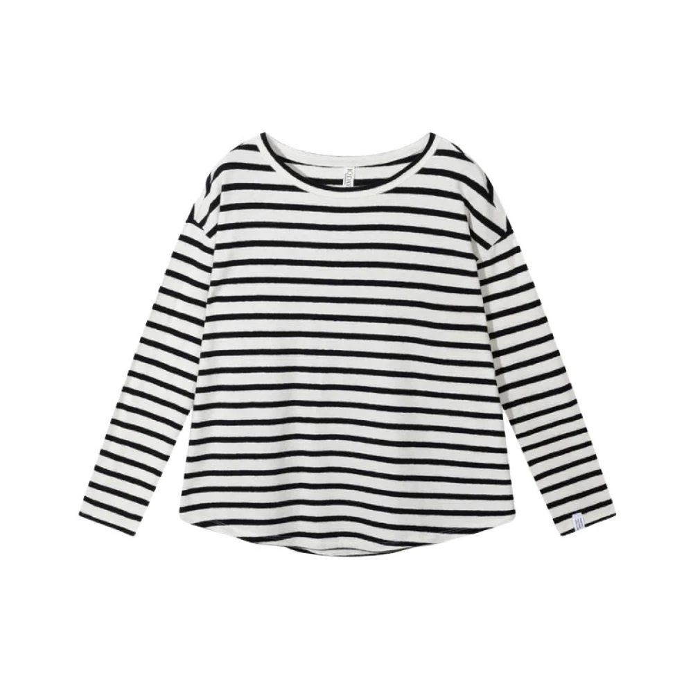 10Days Women's Multicolor Long Sleeve T-Shirts, S, Striped Long Sleeve T-Shirt Loose Fit