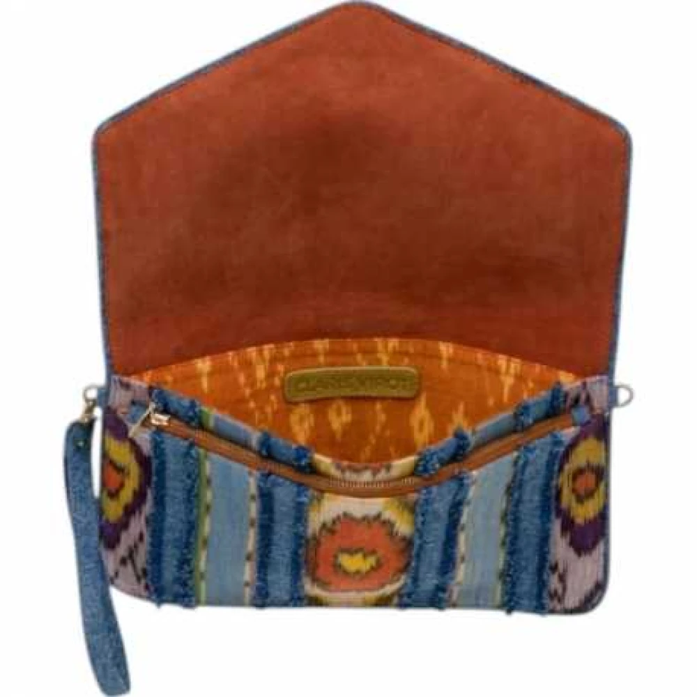Claris Virot Patchwork Pochette Alicia Denim Oranje Groen Multicolor Dames