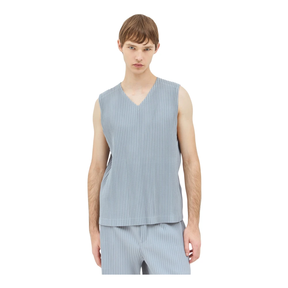 Issey Miyake Japanse Geplooide Vest met Zakken Gray Heren