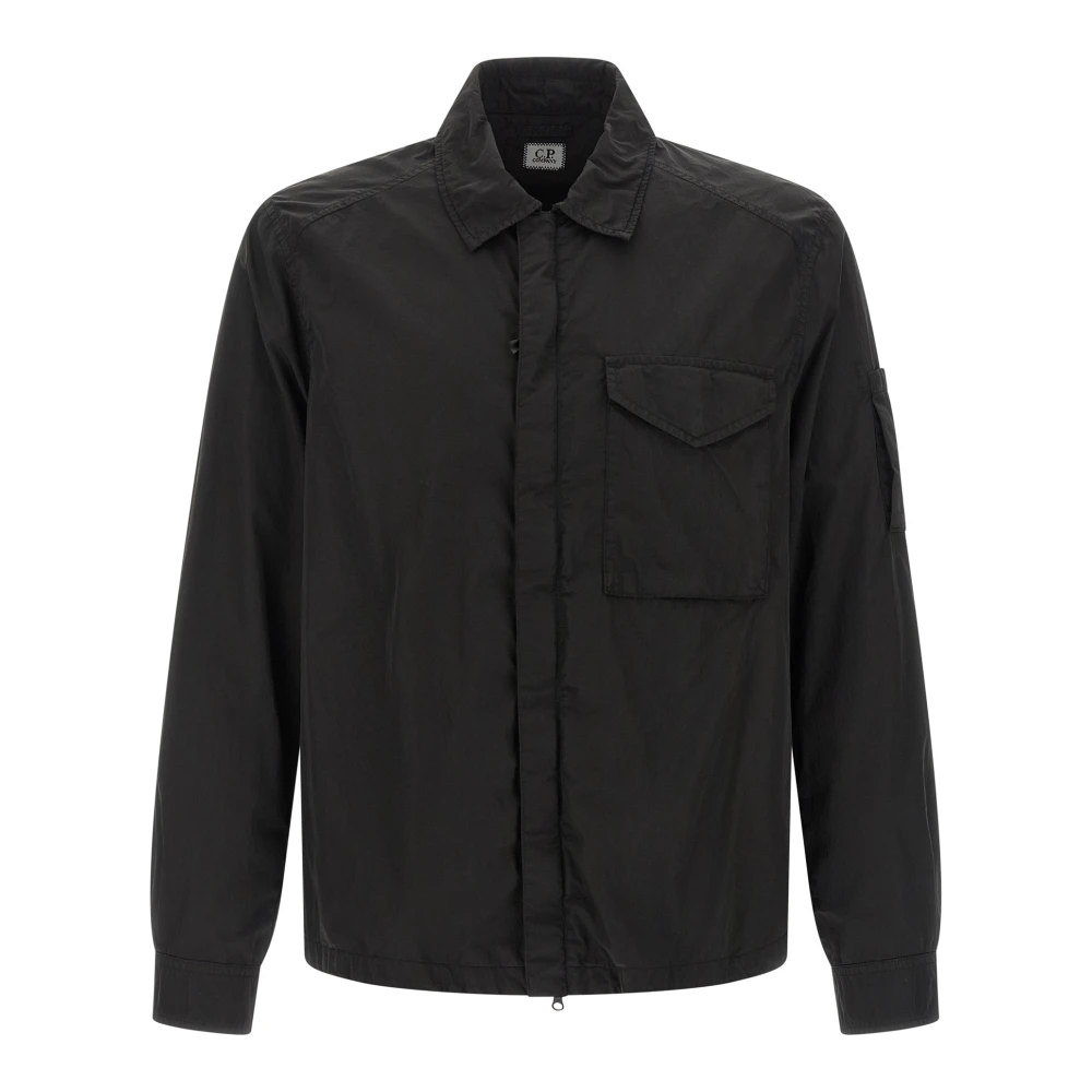 C.p. Company , Light Jackets, Male, Black, M, Chrome-R Zip Overshirt