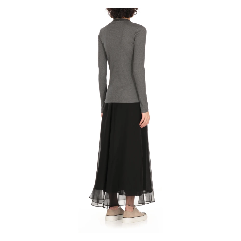 BRUNELLO CUCINELLI Grijze Katoenen Trui met Messing Details Gray Dames
