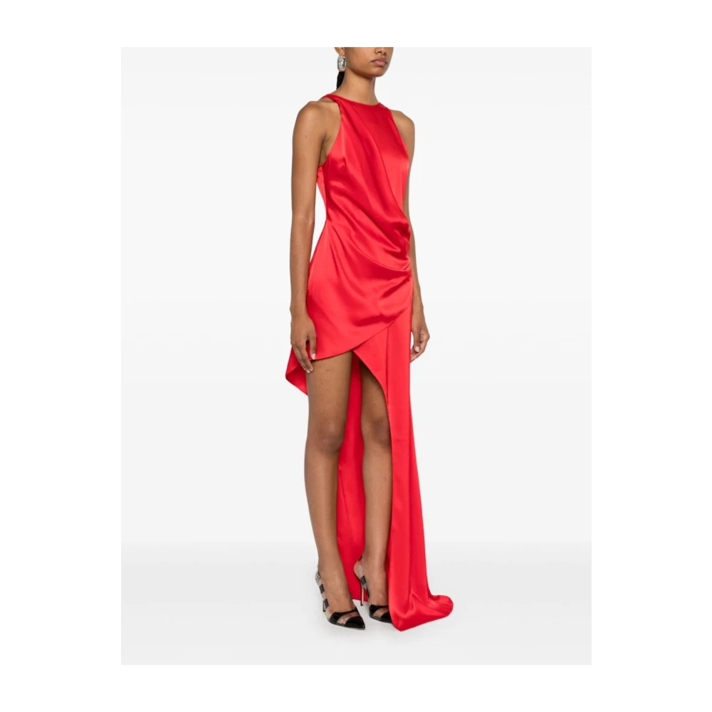 David Koma Rode Satijnen Asymmetrische Jurk Red Dames