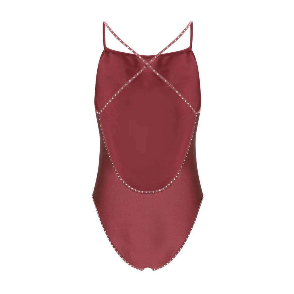 Oseree Schitterende Rhinestone Strap Badpak Red Dames