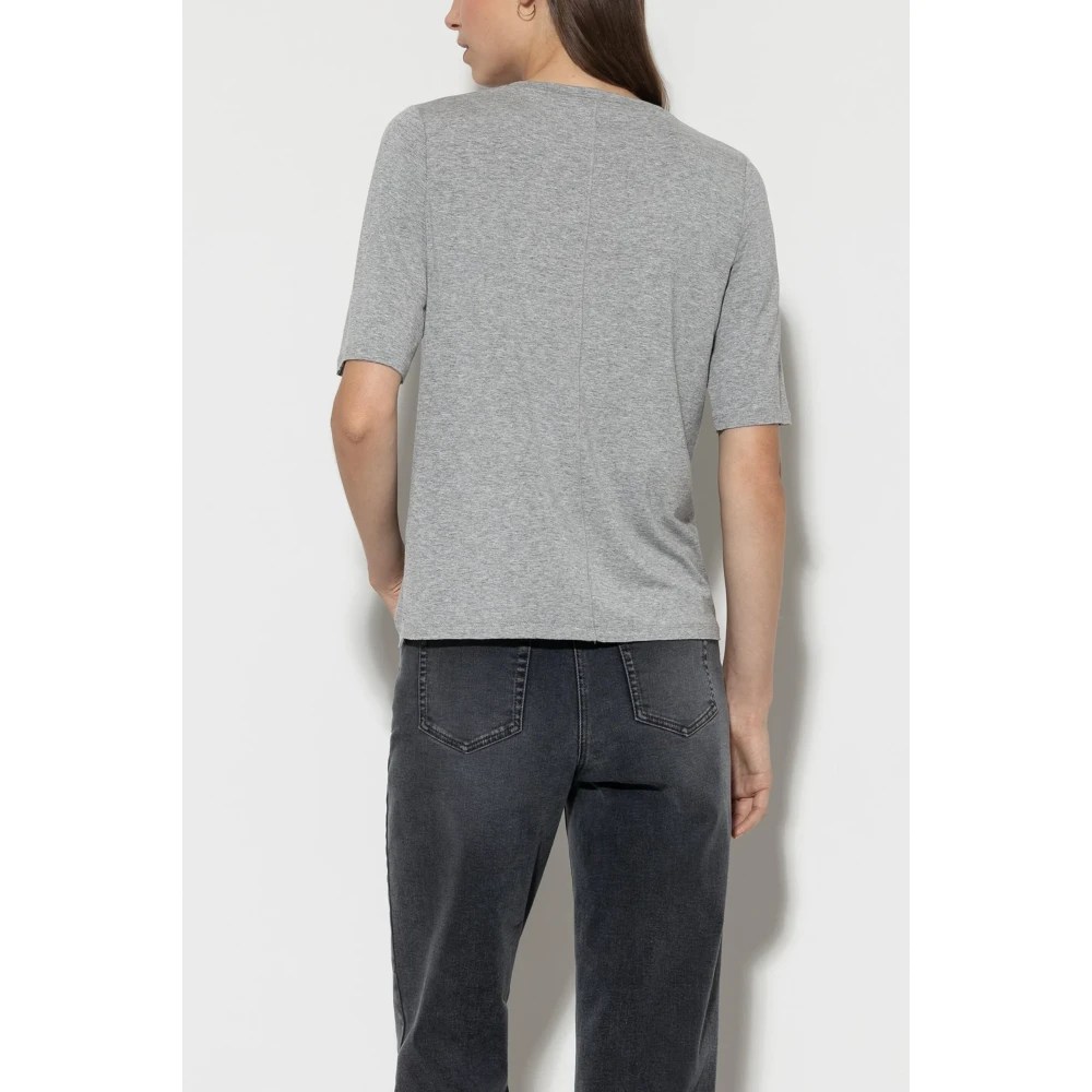 LUISA CERANO Grijze T-shirt met glanzende bloemenprint Beige Dames