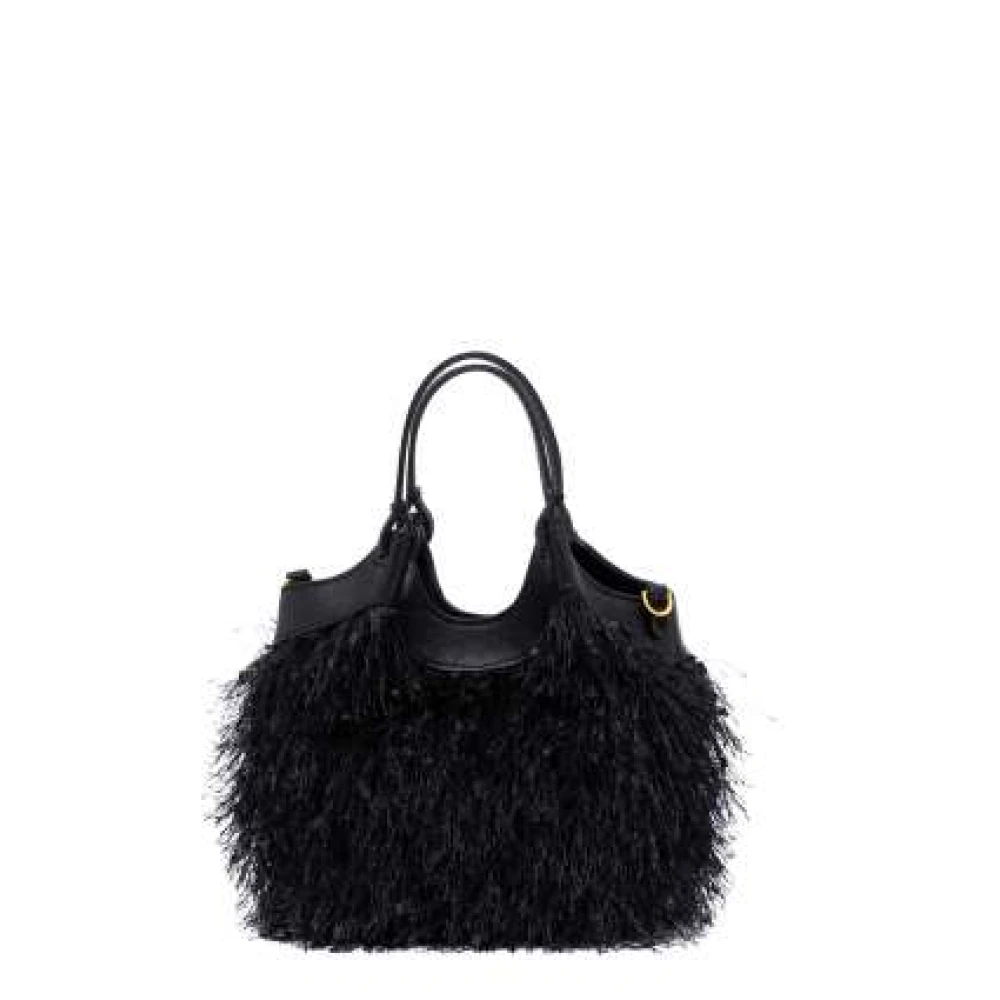 Gianni Chiarini Fringed Fabric Tote Bag Black Dames