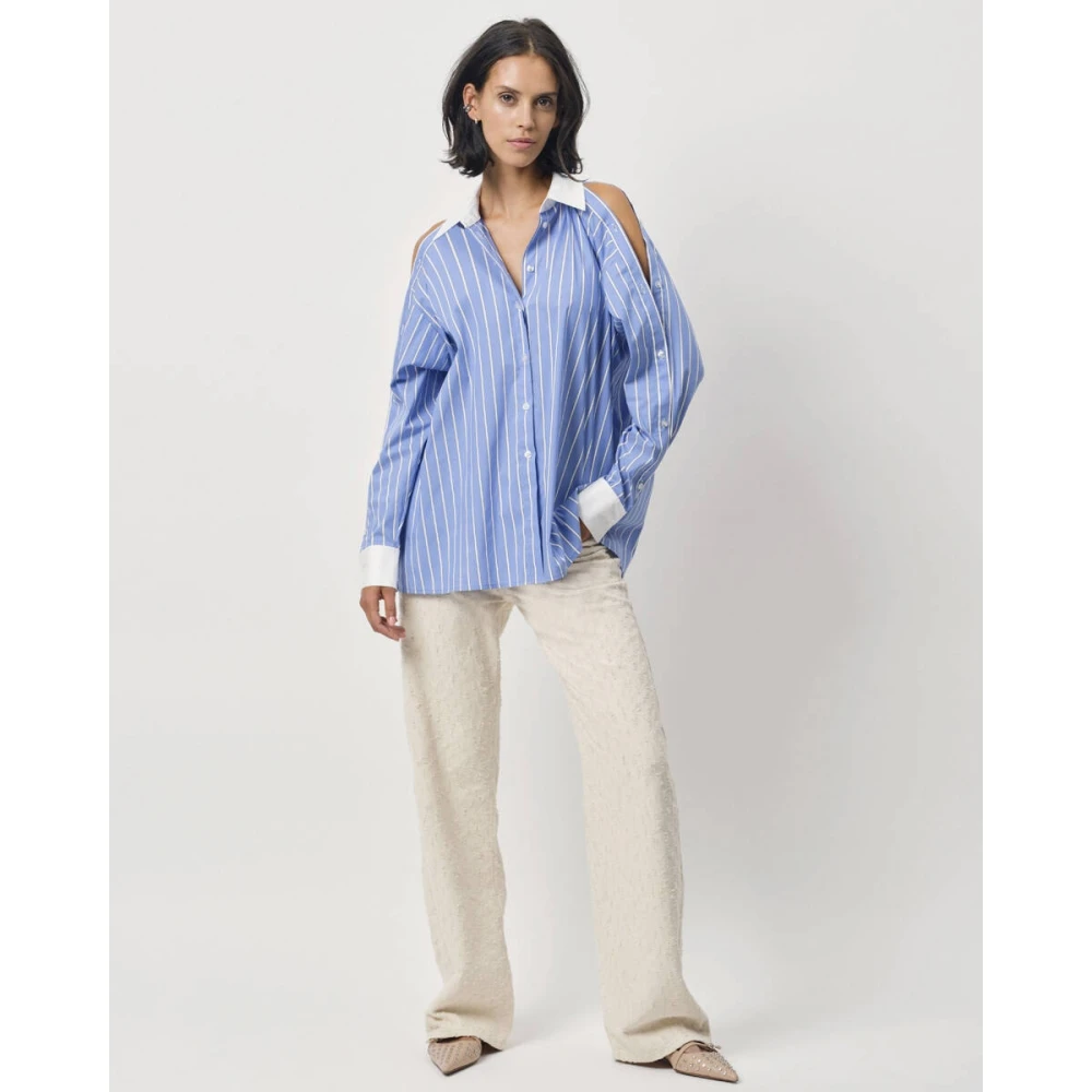 Dante 6 Gestreepte Blouse Lange Mouw Dandy Blue Dames
