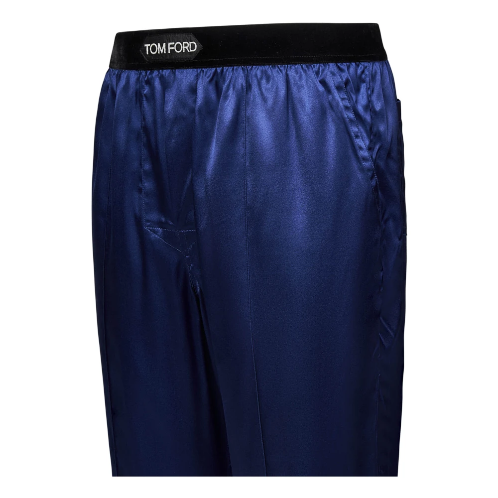 Tom Ford Luxe Blauwe Zijden Broek Blue Heren