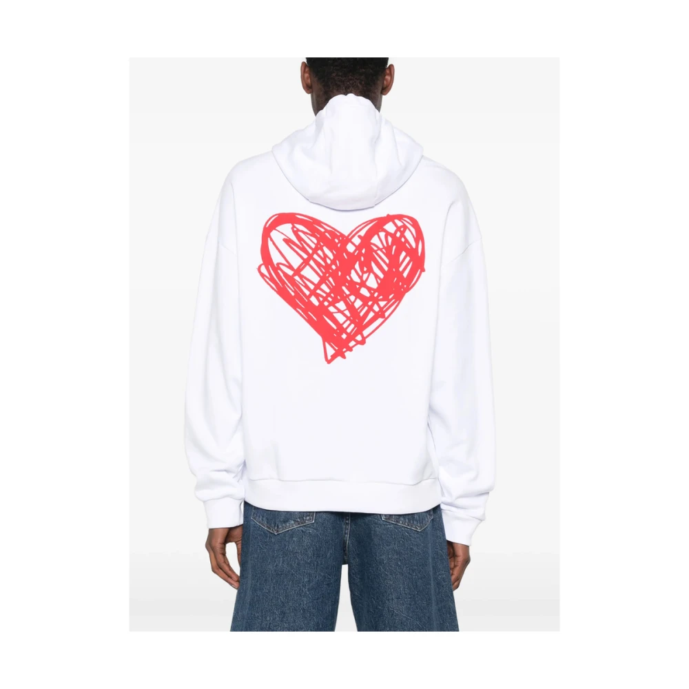 Hugo Boss Witte Slouchy Trekkoord Hoodie White Heren