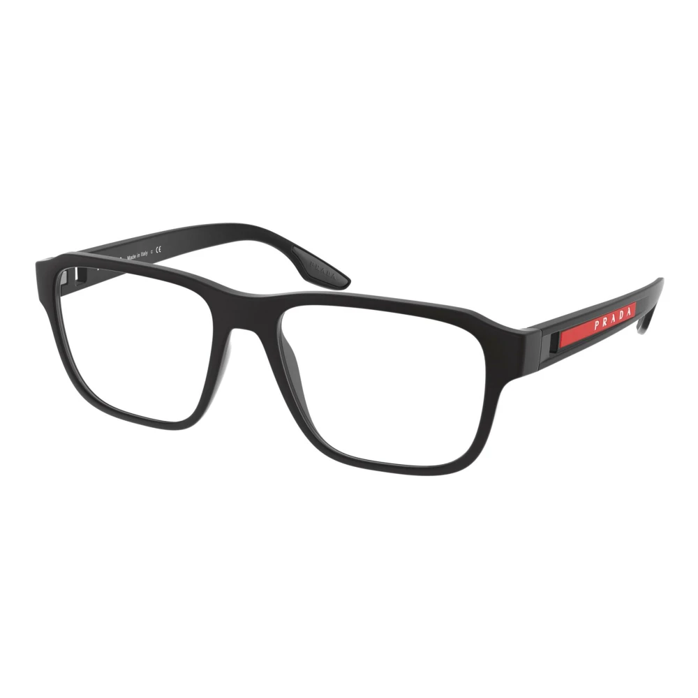 Prada Zwart Rubberen Brillenmontuur Linea Rossa Black Unisex