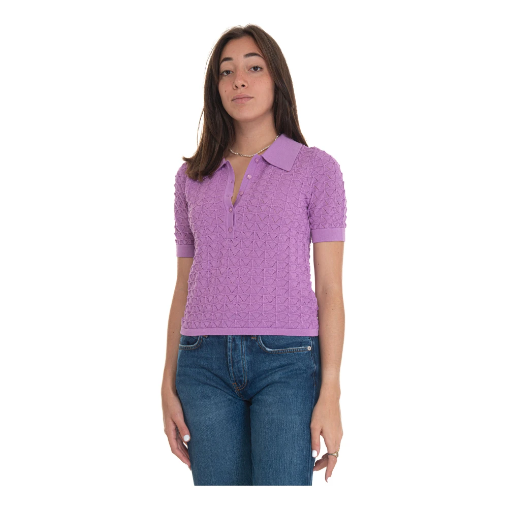 Suncoo Korte mouw polo in punto canestro Purple Dames