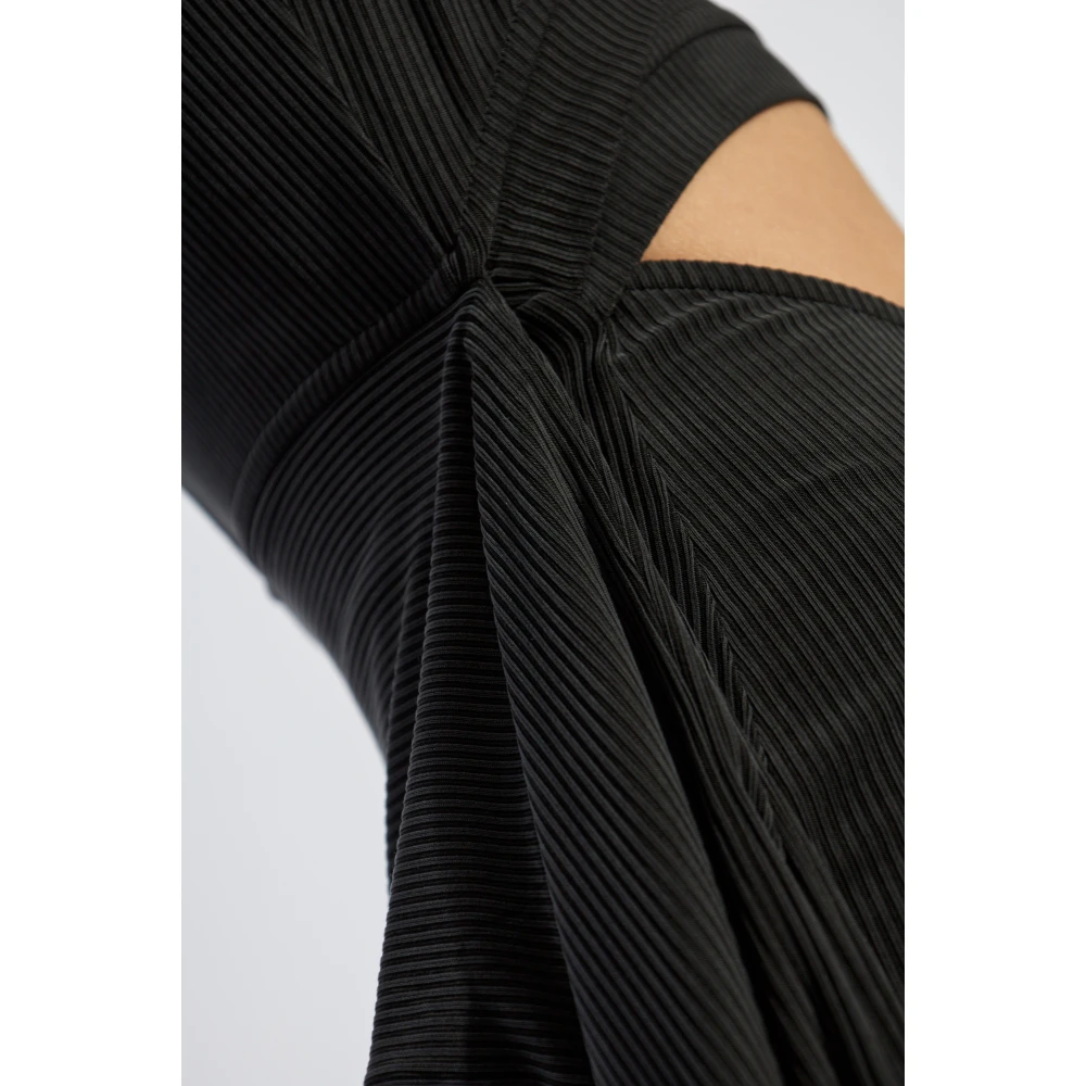 Balmain Geribbelde Jurk met Split Black Dames