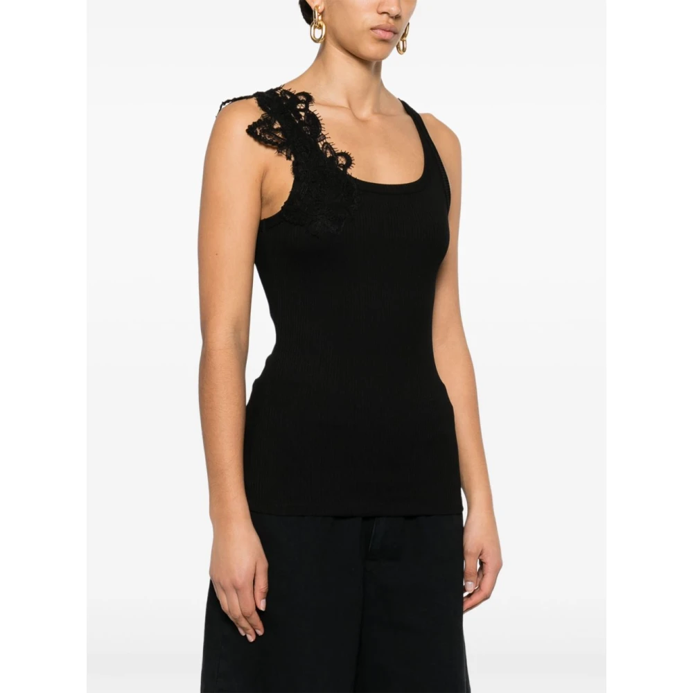Ermanno Scervino Zwarte Mouwloze Geribbelde Top Black Dames