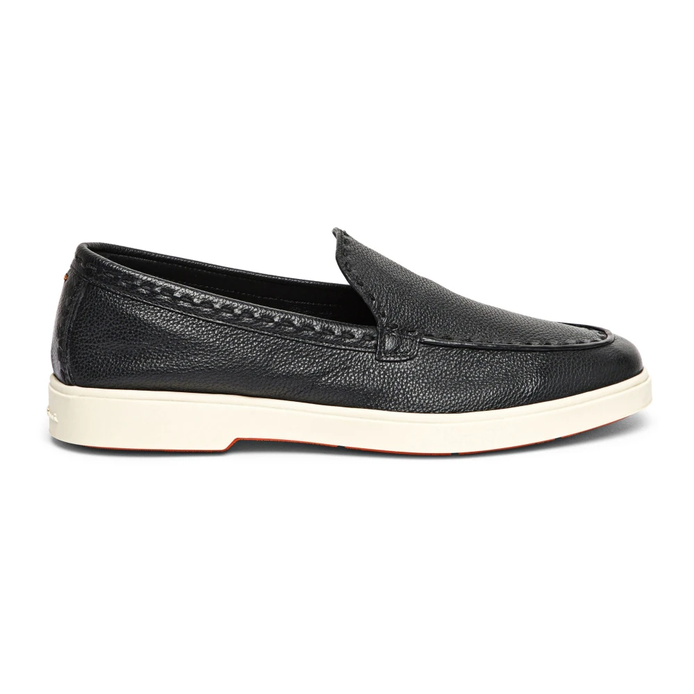 Santoni Donna Nero - Tumbled Leather Loafer - Shoes - 41 Eu