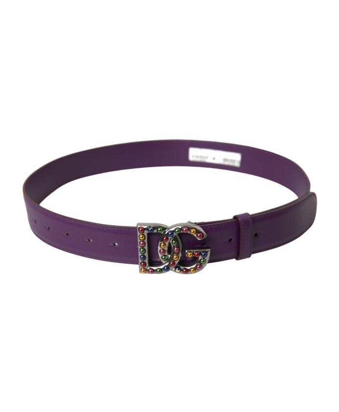 ceinture-en-cuir-violet-avec-logo