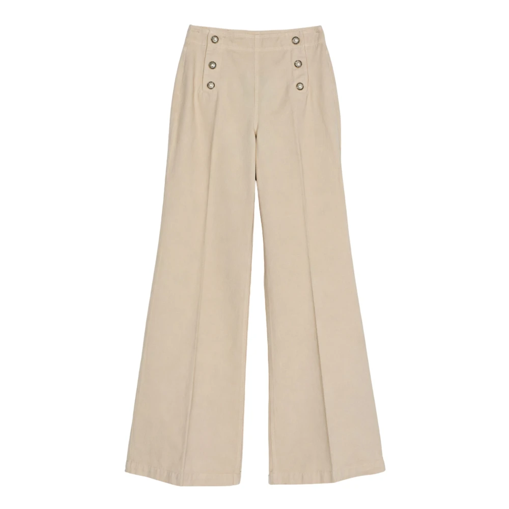 Twinset Women's Beige Wide Trousers, W28, Wide Leg Trousers