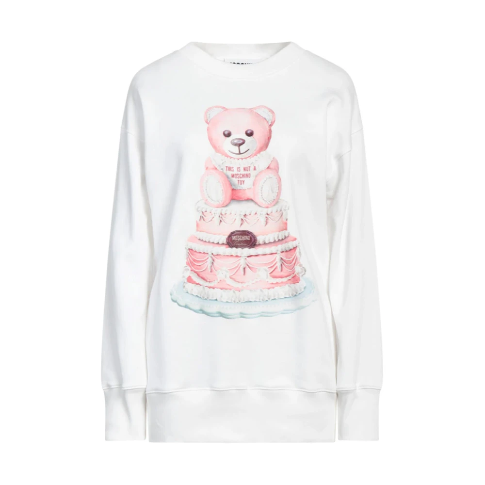 Moschino Teddy Cake Sweatshirt Jurk White Dames