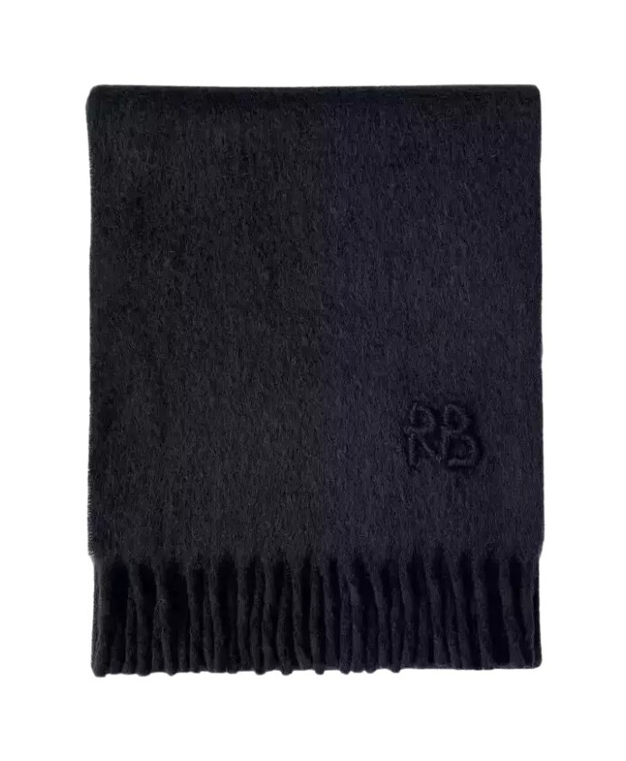 echarpe-noire-avec-logo-a-franges-melange-de-laine