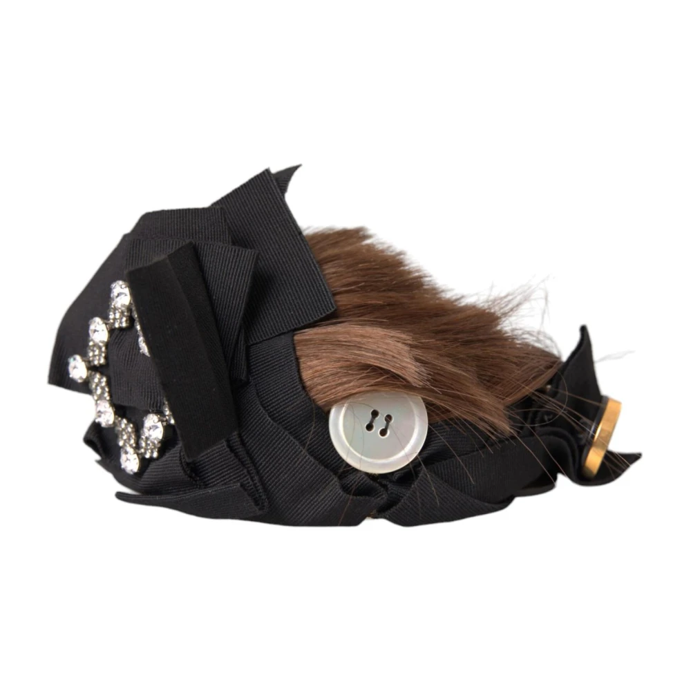 Dolce & Gabbana Kristal Knoop Haar Hoofdband met Frangia Bianca Black Dames