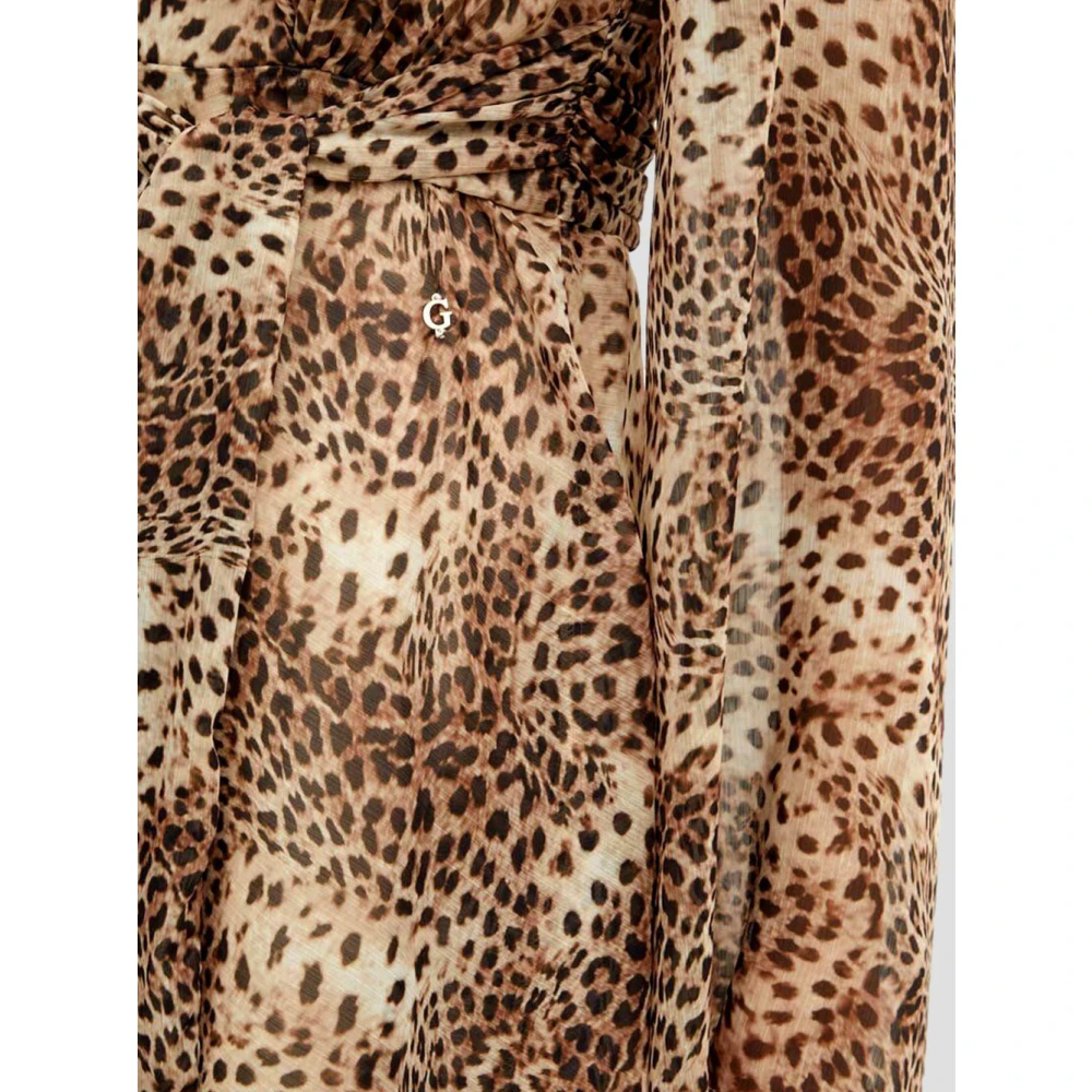 Guess Bruine Animalier Mini Flare Jurk Multicolor Dames