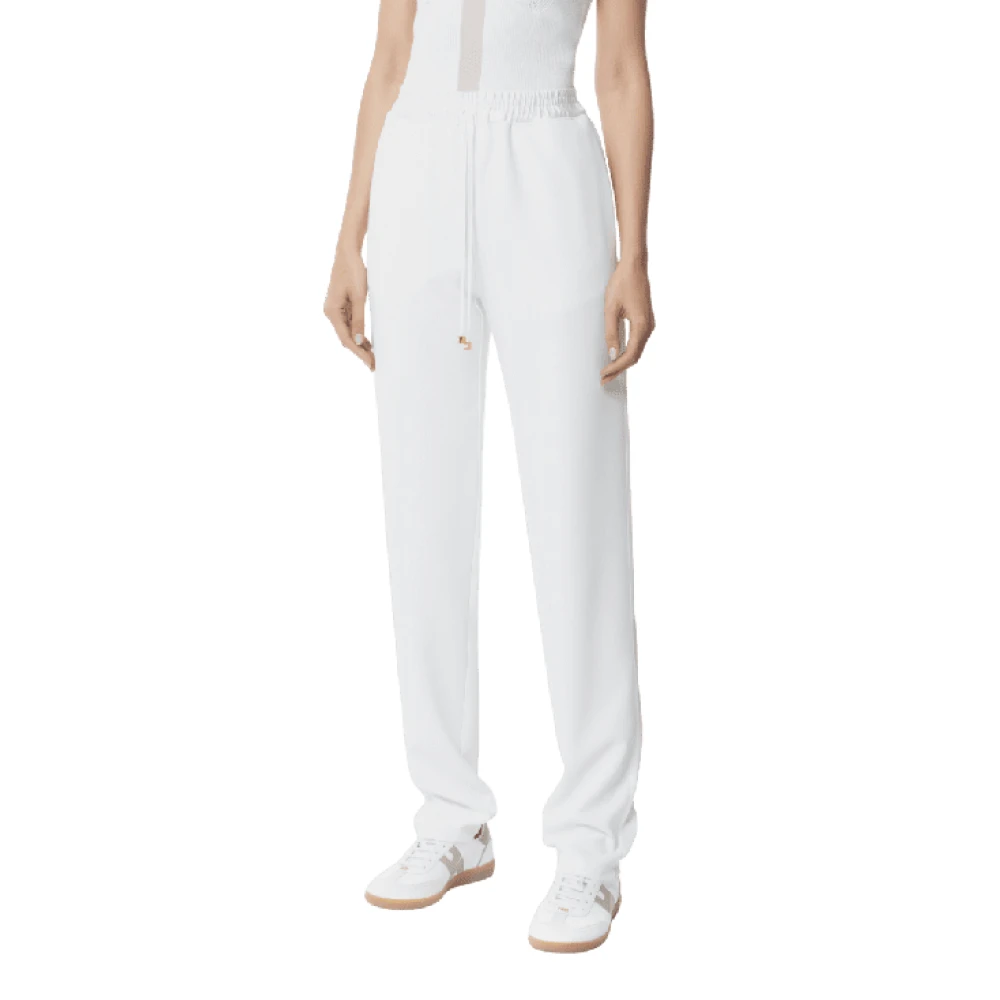Elisabetta Franchi Women's Ivory Satin Tuxedo Pants With Side Bands