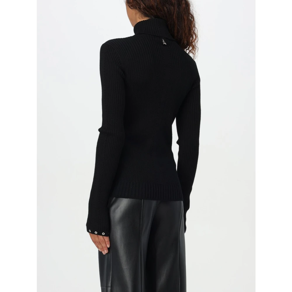 PATRIZIA PEPE Zwarte wollen trui Glam Rock stijl Black Dames