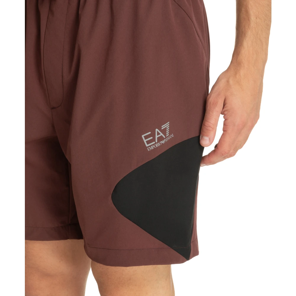 Emporio Armani EA7 Trekkoord Mid Taille Track Shorts Brown Heren