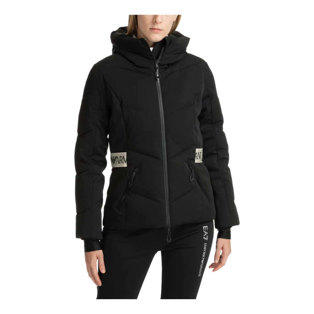 Emporio Armani EA7 7 Ski Jas met Capuchon en Logo Black Dames