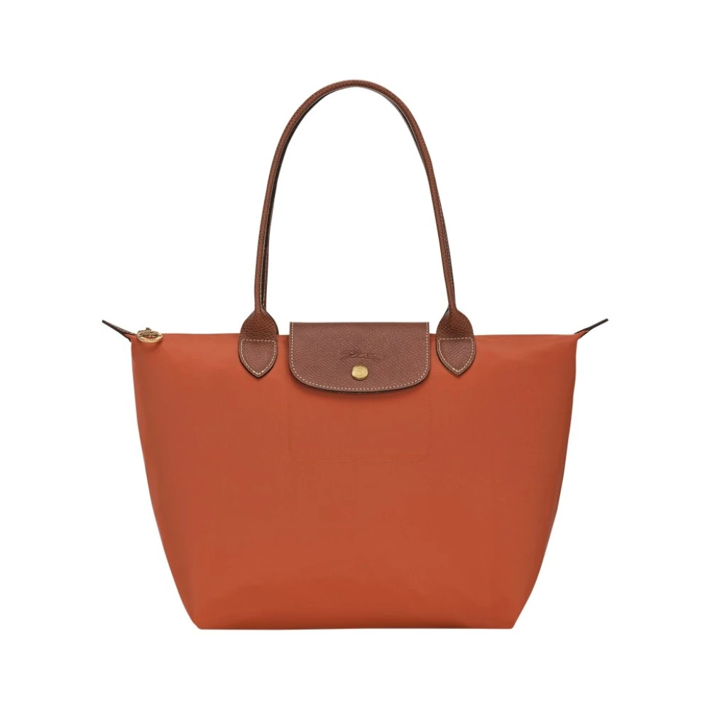 Longchamp Women's Red Shopping Bags, One Size, Brick Color Shoulder Bag With Zipper