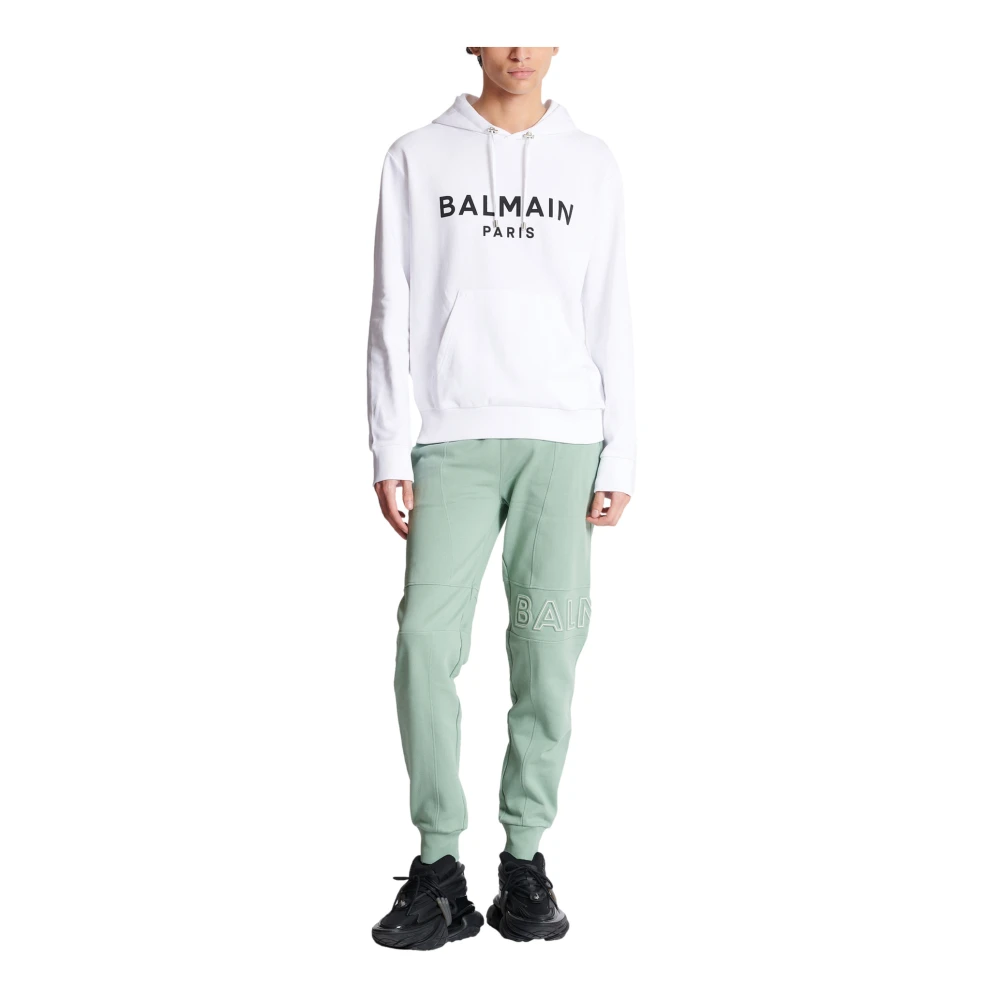 Balmain Gedrukte Paris hoodie White Heren