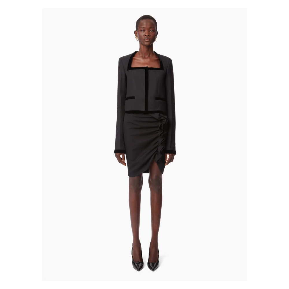 Nina Ricci Zwarte Gedrapeerde Midi Rok Black Dames