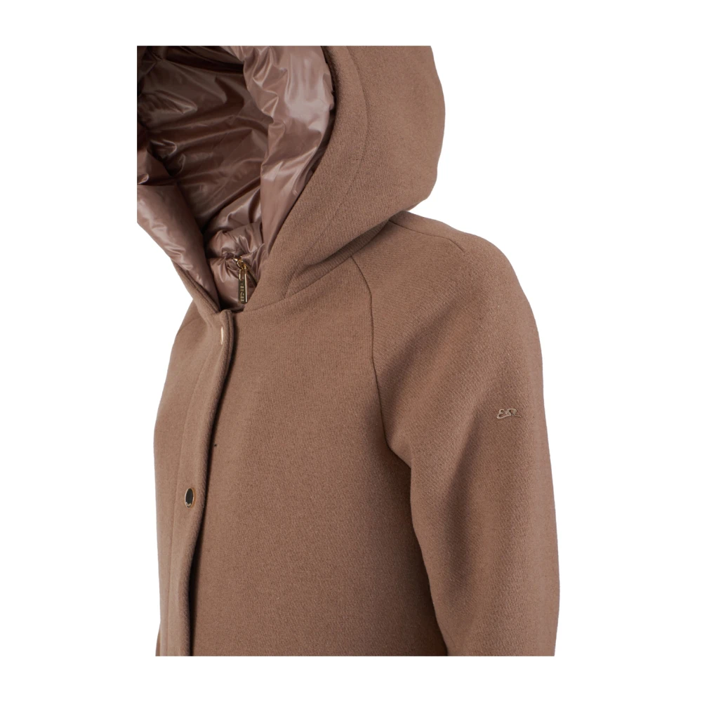 YES ZEE Bruine wollen jas met afneembare gewatteerde bodywarmer Brown Dames