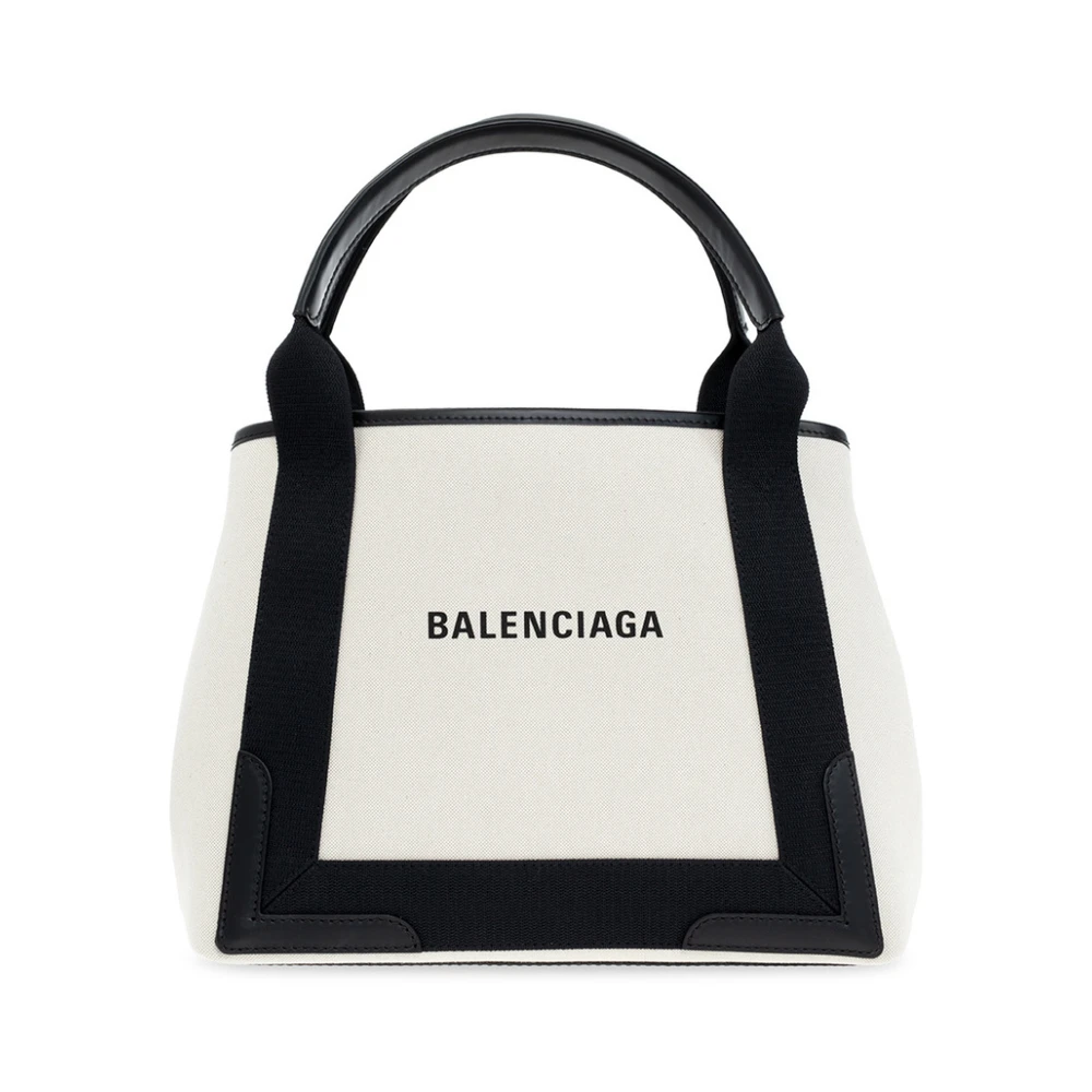 Balenciaga Navy Small Cabas Bag Beige Dames