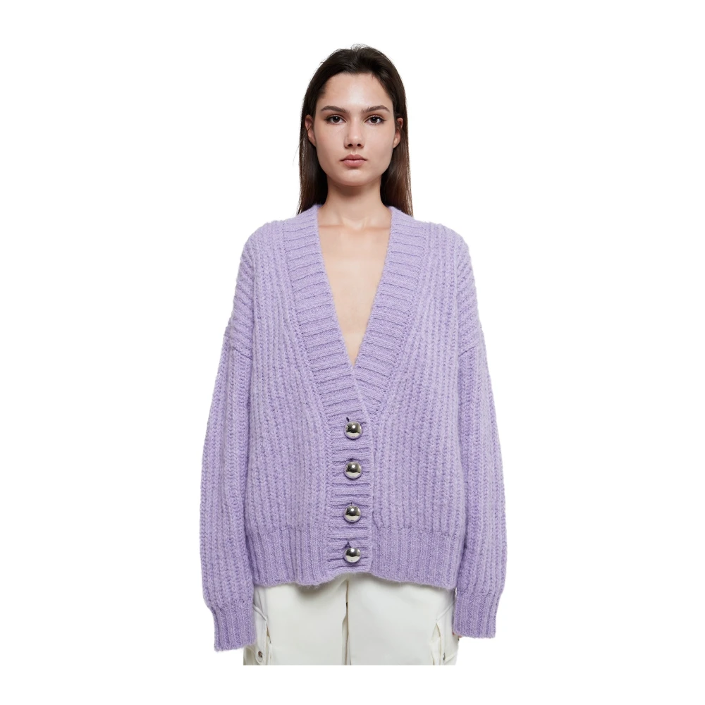 Msgm Paarse Oversized Wolmix Vest Purple Dames