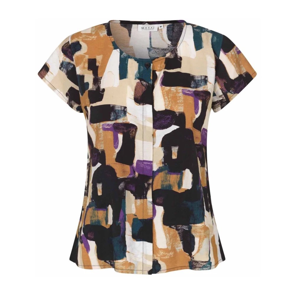 Masai Feminine Blouse met Korte Mouwen Multicolor Dames