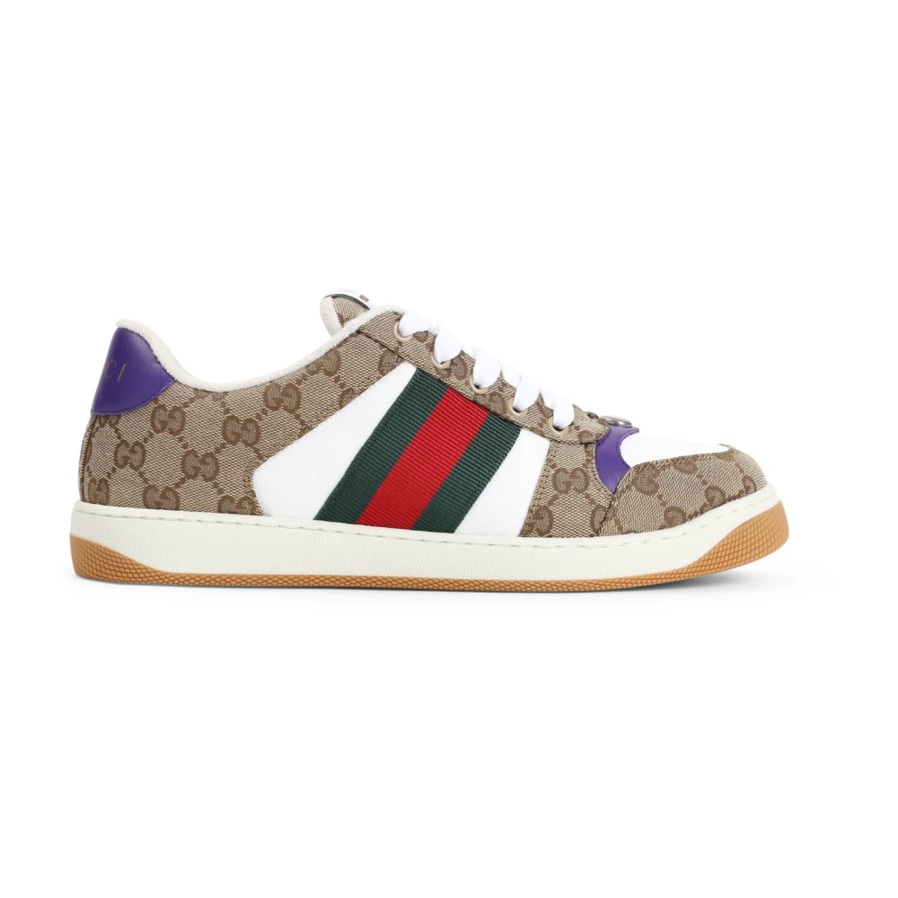 Gucci Beige Ebony Textile GG Supreme Screener Sneakers Multicolor, Herr