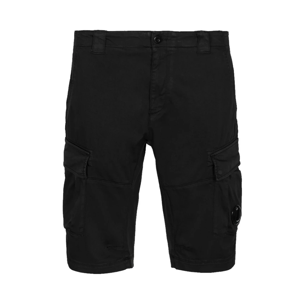 C.p. Company Men's Black Stretch Sateen Cargo Shorts