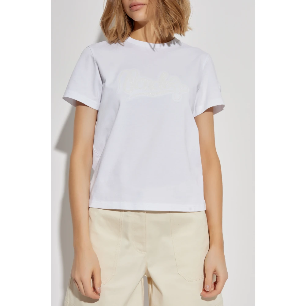 Moncler T-shirt met logo White Dames