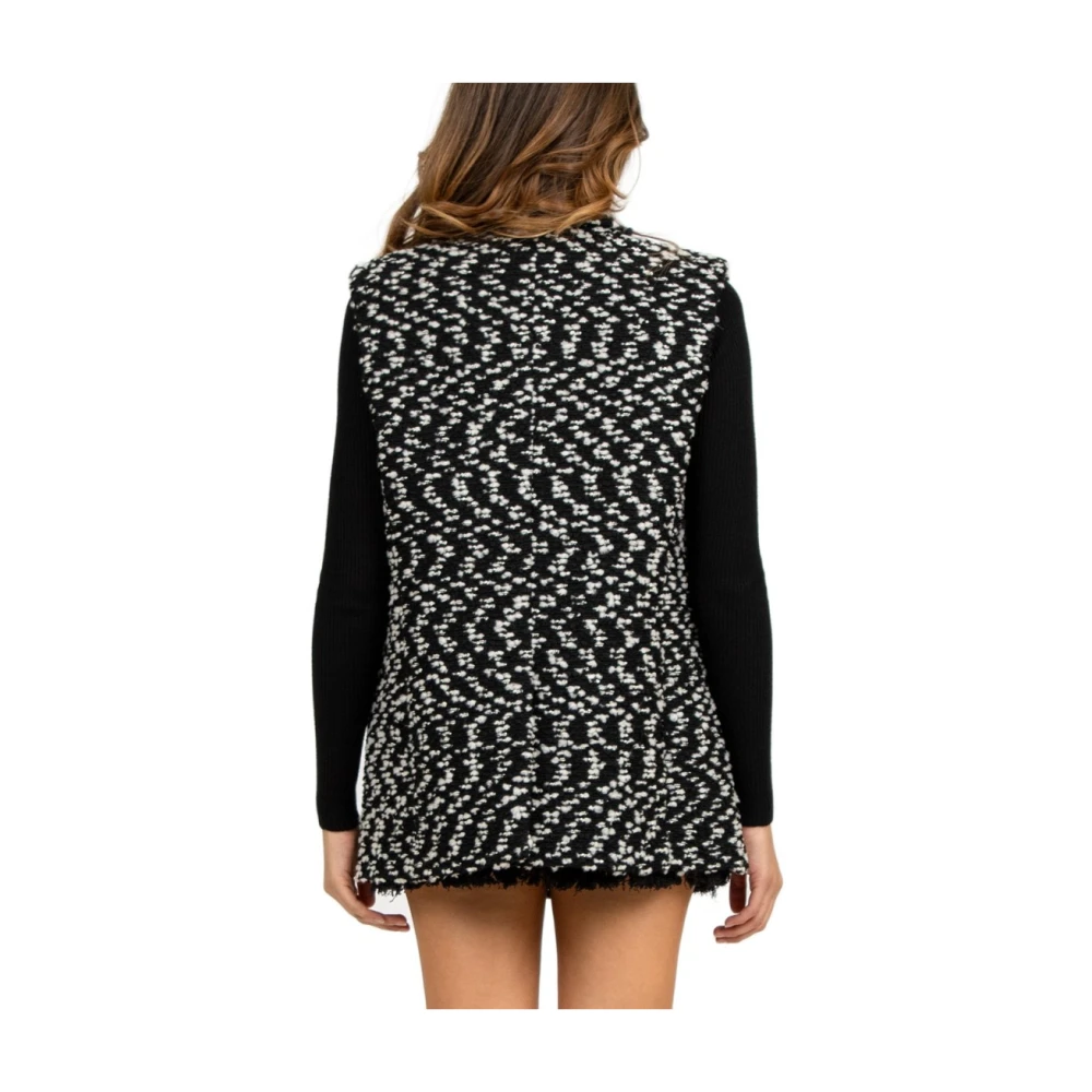 Giuseppe Di Morabito Zwart en Wit Boucle Jas Black Dames