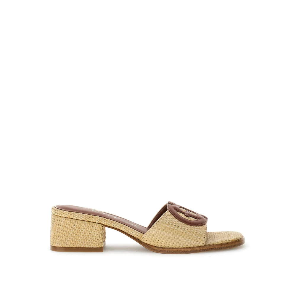 Guess Beige Cerinna Low Sandal - Female - Heeled Mules - 2 Uk - Shoes