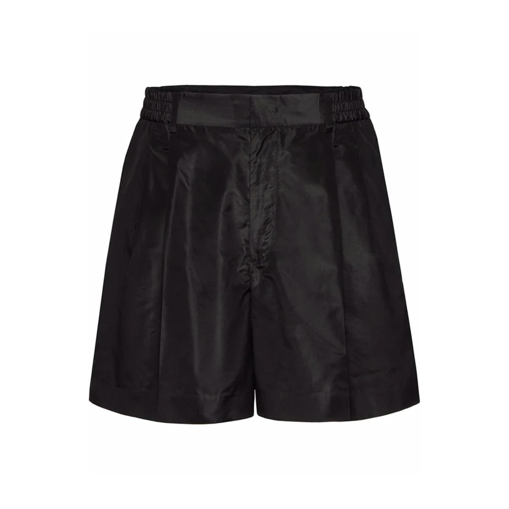 Valentino Zwarte Zijden Shorts met Elastische Taille Black Heren